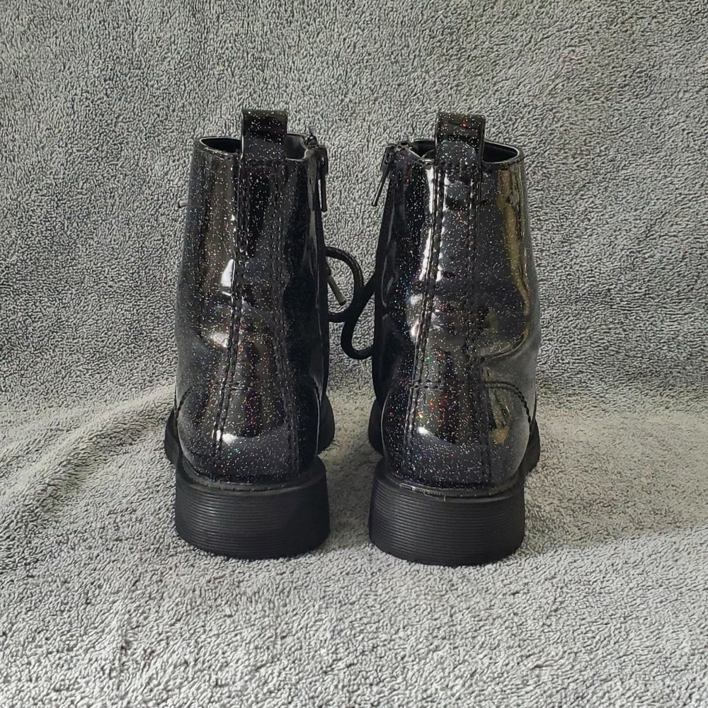 Wonder Nation Black Glitter Moto Boot